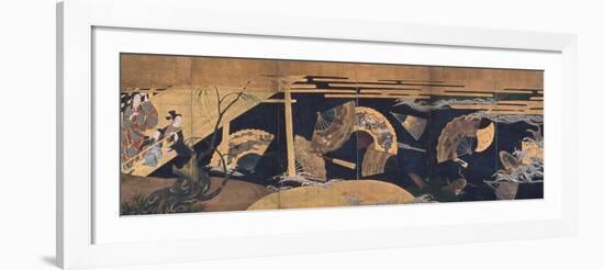 Woman Admiring Floating Fans, Screen, Edo Period-Anonymous-Framed Giclee Print