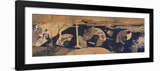 Woman Admiring Floating Fans, Screen, Edo Period-Anonymous-Framed Giclee Print