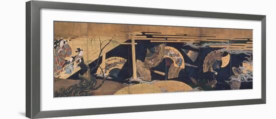 Woman Admiring Floating Fans, Screen, Edo Period-Anonymous-Framed Giclee Print