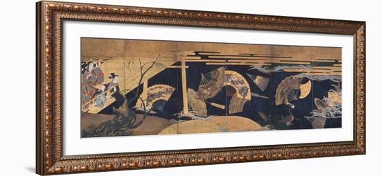 Woman Admiring Floating Fans, Screen, Edo Period-Anonymous-Framed Giclee Print