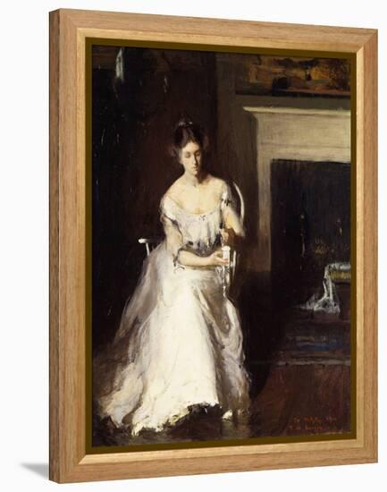 Woman Admiring Lace, 1910 (Oil on Canvas)-Frank Weston Benson-Framed Premier Image Canvas