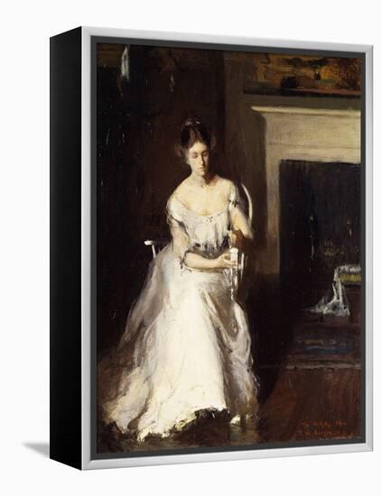 Woman Admiring Lace, 1910 (Oil on Canvas)-Frank Weston Benson-Framed Premier Image Canvas