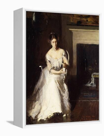 Woman Admiring Lace, 1910 (Oil on Canvas)-Frank Weston Benson-Framed Premier Image Canvas