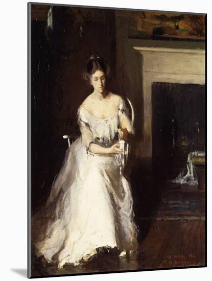 Woman Admiring Lace, 1910 (Oil on Canvas)-Frank Weston Benson-Mounted Giclee Print