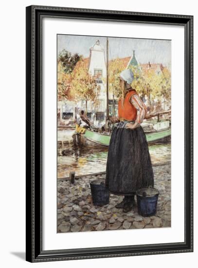 Woman Along Canal-George Hitchcock-Framed Giclee Print