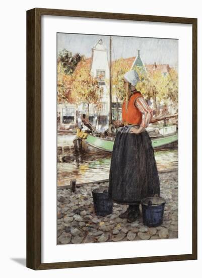 Woman Along Canal-George Hitchcock-Framed Giclee Print