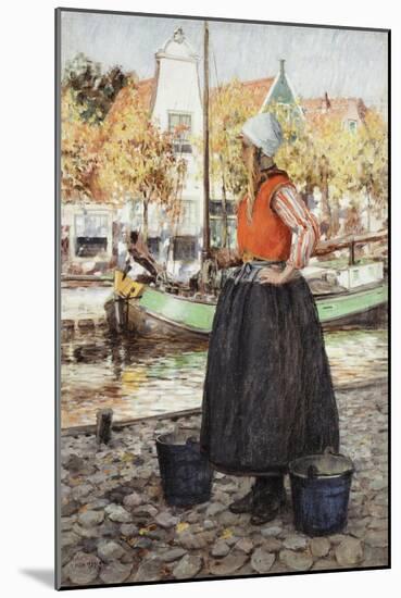 Woman Along Canal-George Hitchcock-Mounted Giclee Print