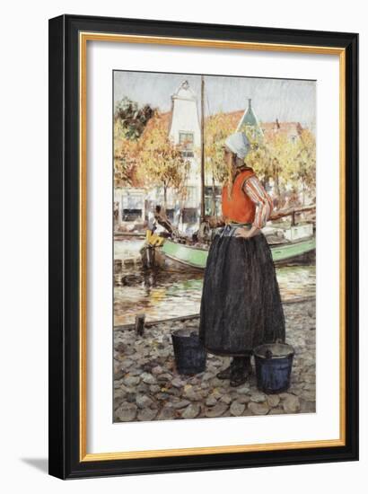 Woman Along Canal-George Hitchcock-Framed Giclee Print