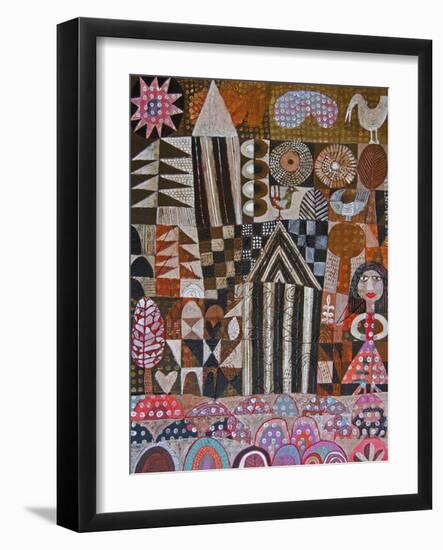 Woman and 2 Huts-Hilke Macintyre-Framed Giclee Print