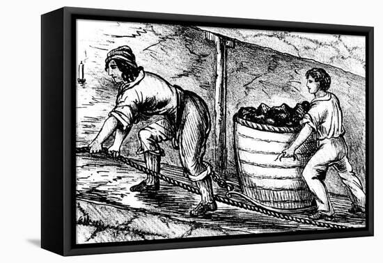 Woman and a Boy Working in a Coal Mine, Bolton, Lancashire, 1848-null-Framed Premier Image Canvas