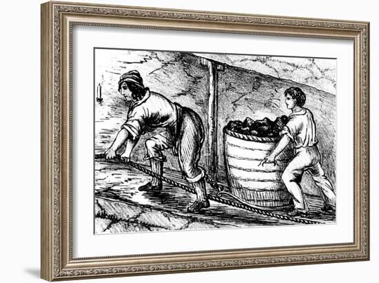Woman and a Boy Working in a Coal Mine, Bolton, Lancashire, 1848-null-Framed Giclee Print