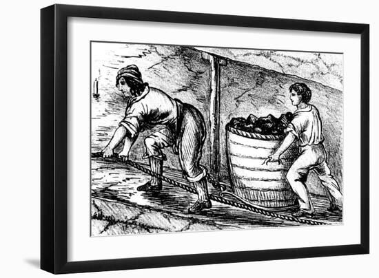 Woman and a Boy Working in a Coal Mine, Bolton, Lancashire, 1848-null-Framed Giclee Print