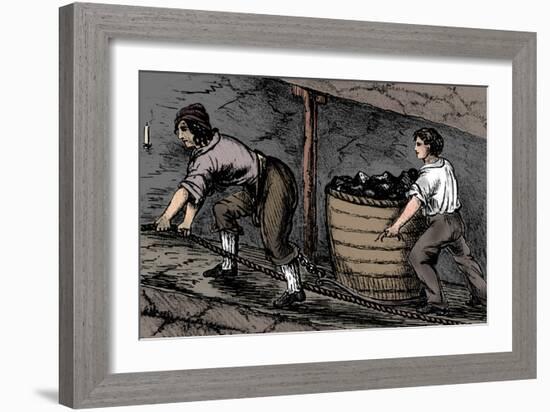 Woman and a boy working in a coal mine, Bolton, Lancashire, 1848-Unknown-Framed Giclee Print