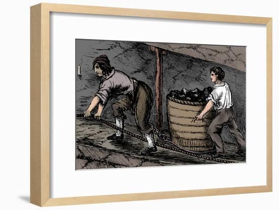 Woman and a boy working in a coal mine, Bolton, Lancashire, 1848-Unknown-Framed Giclee Print