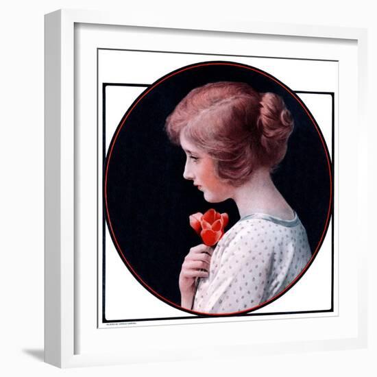 "Woman and a Rose,"March 22, 1924-Harold Copping-Framed Giclee Print