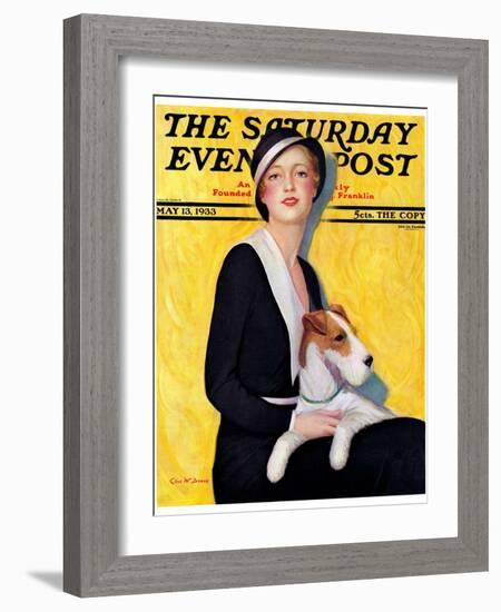 "Woman and Airedale," Saturday Evening Post Cover, May 13, 1933-Charles W. Dennis-Framed Giclee Print