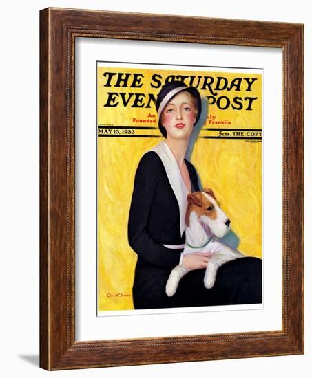 "Woman and Airedale," Saturday Evening Post Cover, May 13, 1933-Charles W. Dennis-Framed Giclee Print