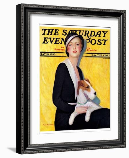 "Woman and Airedale," Saturday Evening Post Cover, May 13, 1933-Charles W. Dennis-Framed Giclee Print
