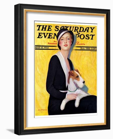 "Woman and Airedale," Saturday Evening Post Cover, May 13, 1933-Charles W. Dennis-Framed Giclee Print