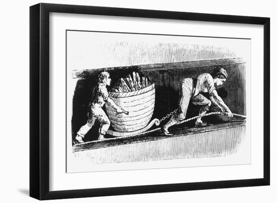 Woman and Boy Drawing a Corve Containing 3-4 Cwt of Coal, Bolton, Lancashire, 1848-null-Framed Giclee Print