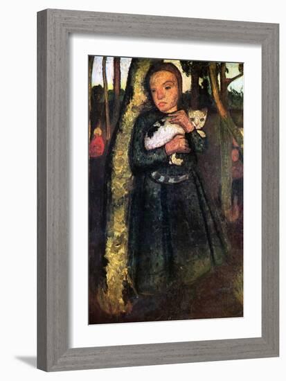 Woman and Cat-Paula Modersohn-Becker-Framed Art Print