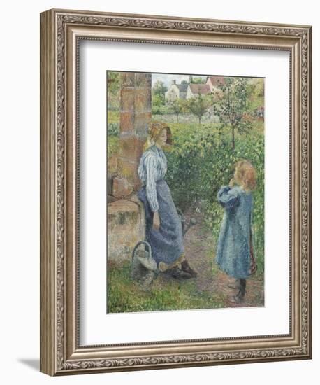 Woman and Child at the Well, 1882-Camille Pissarro-Framed Giclee Print