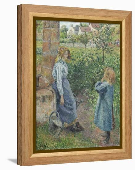 Woman and Child at the Well, 1882-Camille Pissarro-Framed Premier Image Canvas