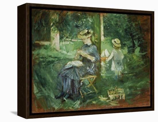 Woman and Child in a Garden, 1884-Berthe Morisot-Framed Premier Image Canvas