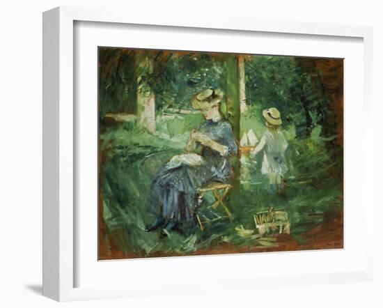 Woman and Child in a Garden, 1884-Berthe Morisot-Framed Giclee Print