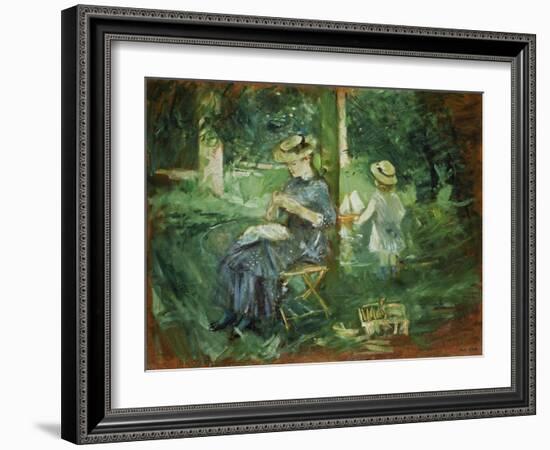 Woman and Child in a Garden, 1884-Berthe Morisot-Framed Giclee Print