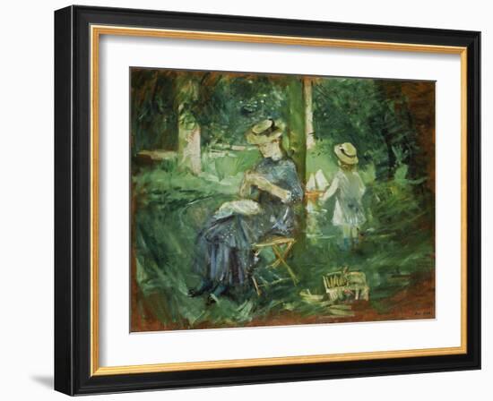 Woman and Child in a Garden, 1884-Berthe Morisot-Framed Giclee Print