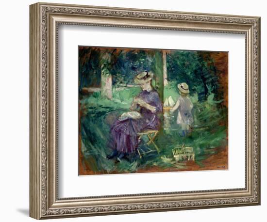 Woman and Child in a Garden, C.1883-84-Berthe Morisot-Framed Giclee Print