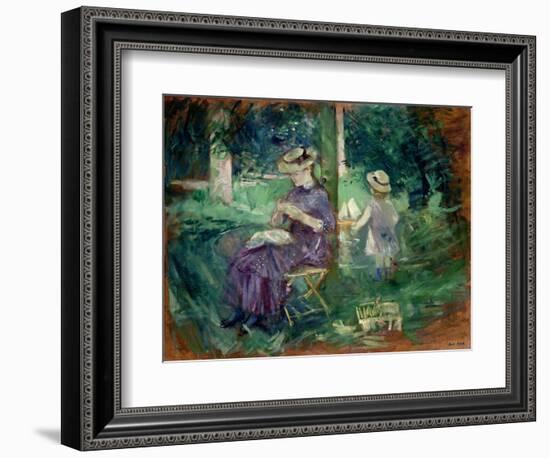 Woman and Child in a Garden, C.1883-84-Berthe Morisot-Framed Giclee Print