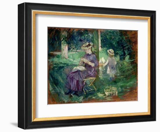 Woman and Child in a Garden, C.1883-84-Berthe Morisot-Framed Giclee Print