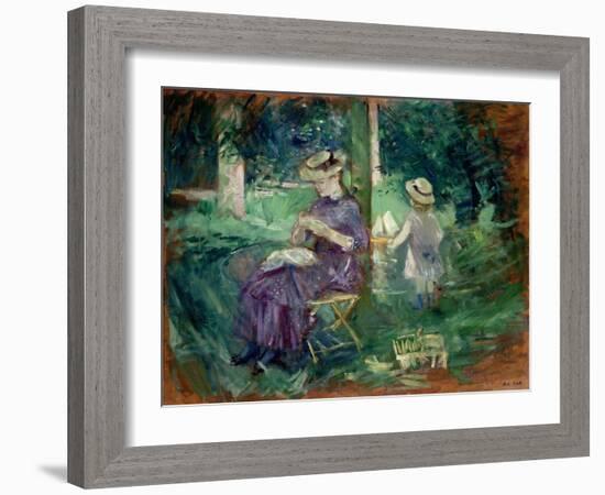 Woman and Child in a Garden, C.1883-84-Berthe Morisot-Framed Giclee Print