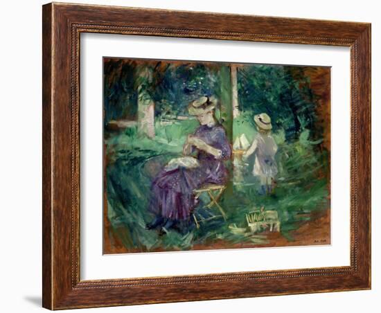 Woman and Child in a Garden, C.1883-84-Berthe Morisot-Framed Giclee Print