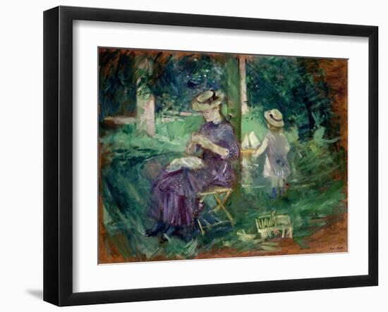 Woman and Child in a Garden, C.1883-84-Berthe Morisot-Framed Giclee Print