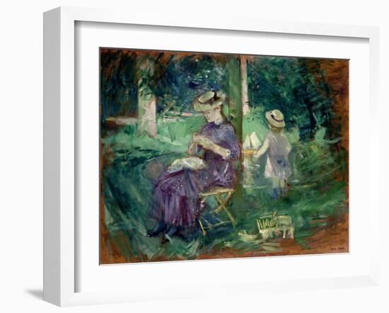 Woman and Child in a Garden, C.1883-84-Berthe Morisot-Framed Giclee Print