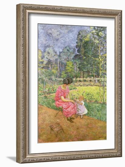 Woman and Child in a Garden-Edouard Vuillard-Framed Giclee Print