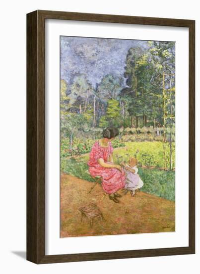 Woman and Child in a Garden-Edouard Vuillard-Framed Giclee Print