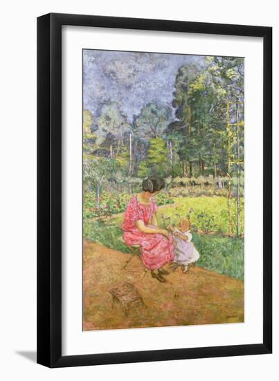 Woman and Child in a Garden-Edouard Vuillard-Framed Giclee Print