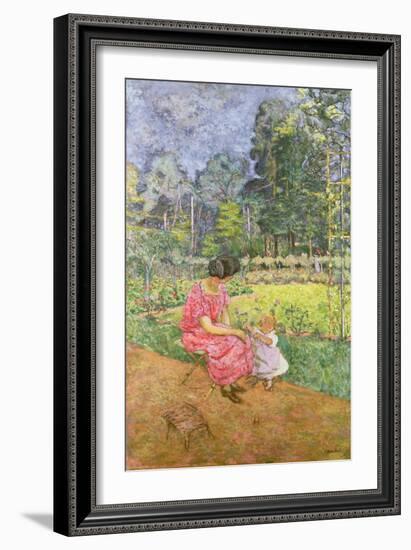 Woman and Child in a Garden-Edouard Vuillard-Framed Giclee Print