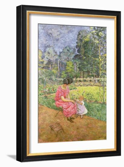 Woman and Child in a Garden-Edouard Vuillard-Framed Giclee Print