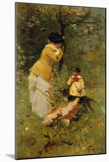 Woman and child in a landscape-Ferdinand Heilbuth-Mounted Giclee Print