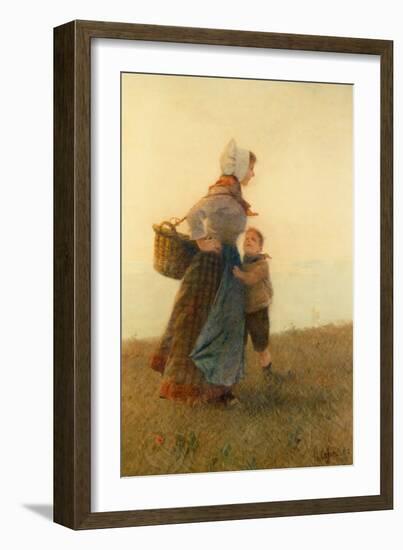 Woman and Child watercolor-Hector Caffieri-Framed Giclee Print