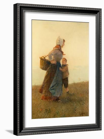 Woman and Child watercolor-Hector Caffieri-Framed Giclee Print