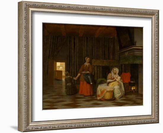 Woman and Child with Serving Maid, 1663-1665-Pieter de Hooch-Framed Giclee Print