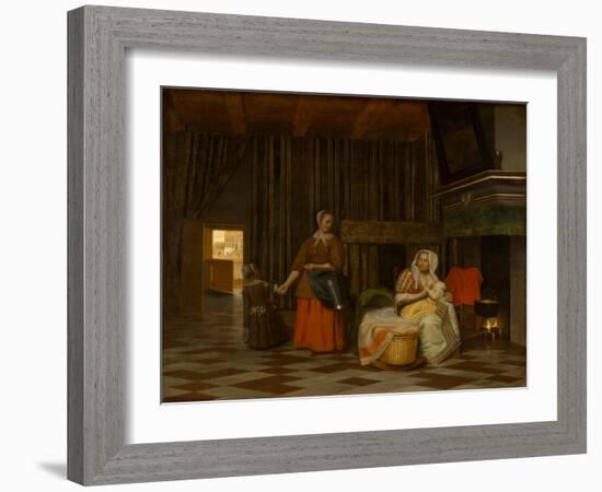 Woman and Child with Serving Maid, 1663-1665-Pieter de Hooch-Framed Giclee Print