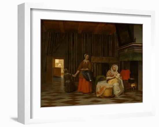 Woman and Child with Serving Maid, 1663-1665-Pieter de Hooch-Framed Giclee Print