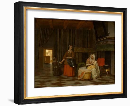 Woman and Child with Serving Maid, 1663-1665-Pieter de Hooch-Framed Giclee Print